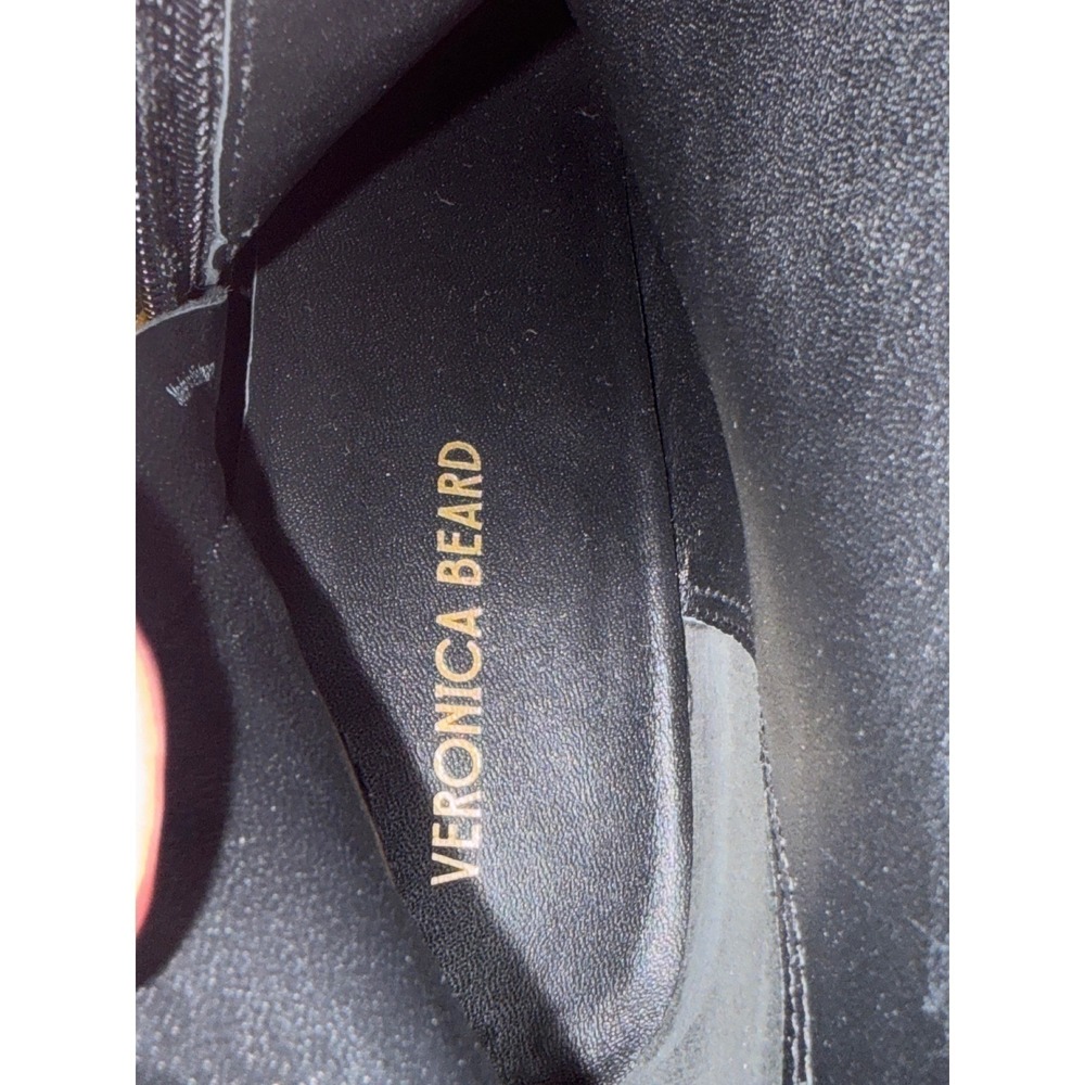 Veronica Beard Black Suede Pointed Toe Kitten Heel Ankle Booties Zip Womens 6 - Picture 9 of 10